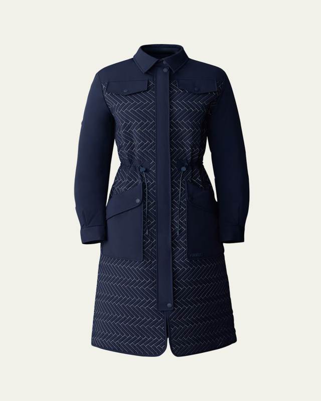 Chevron Quilted Long Down Coat